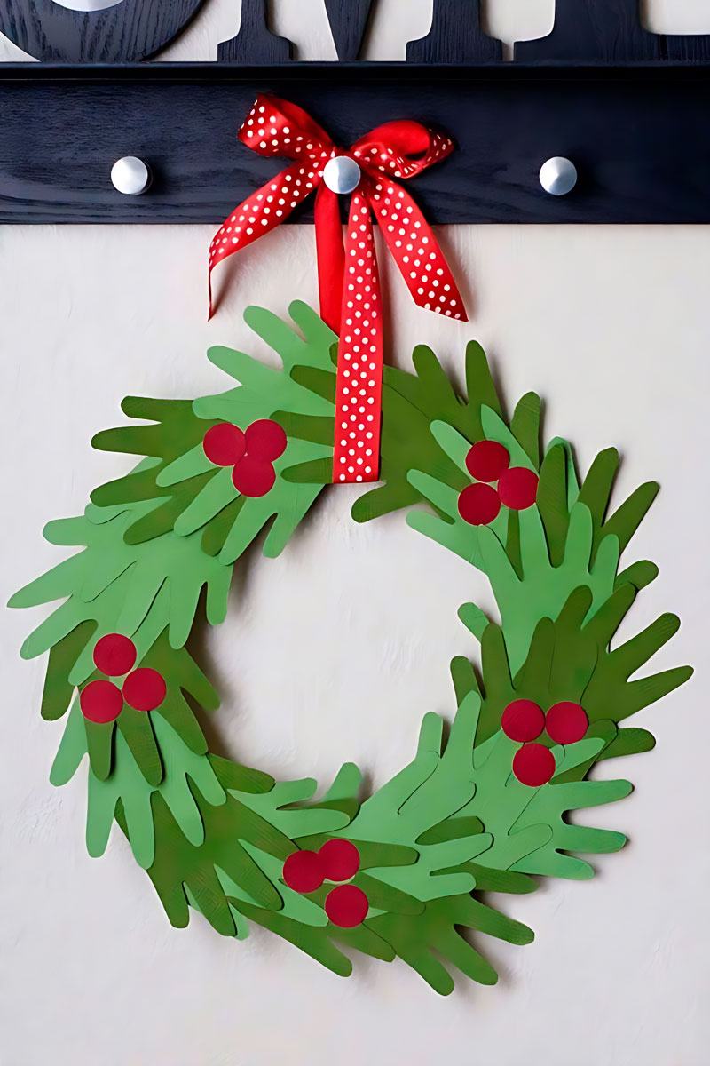 Kids Hand-print Christmas Wreath