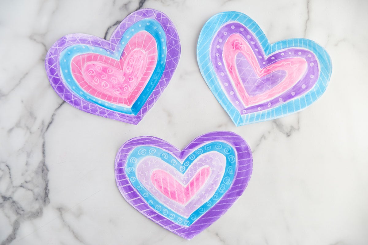 Crayon Resist Hearts