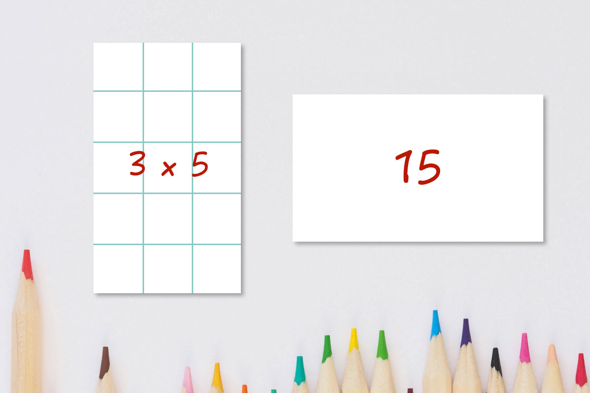 Array cards example used for teaching multiplication