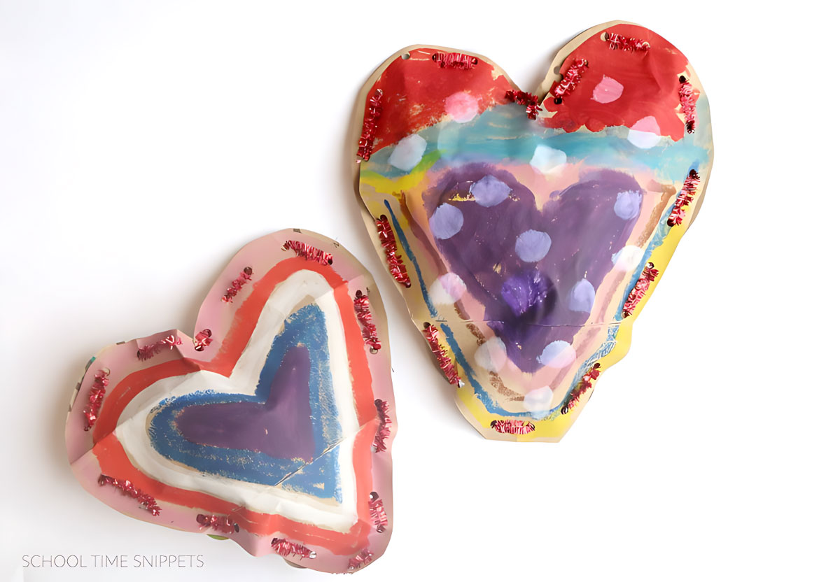 Paper Bag Heart Lacing Activity