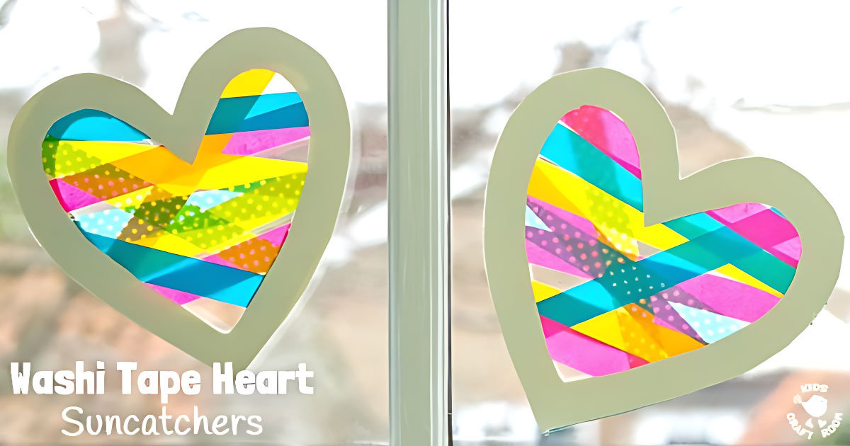 Washi Tape Heart Suncatcher Craft